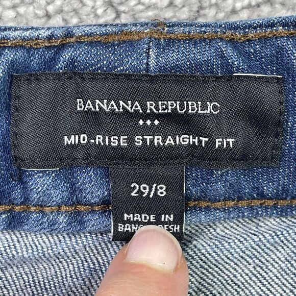 Banana Republic Jeans Women’s 29 Blue Straight Fit Wide Leg High Rise Dark Wash - Picture 6 of 12